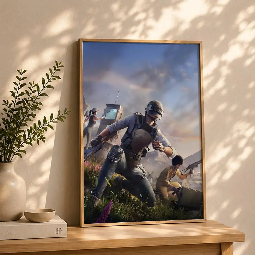 PUBG Battlegrounds HD Wall Poster – Self-Adhesive Waterproof Gaming Wall Poster Peaceful Pleasures Health and Wellness