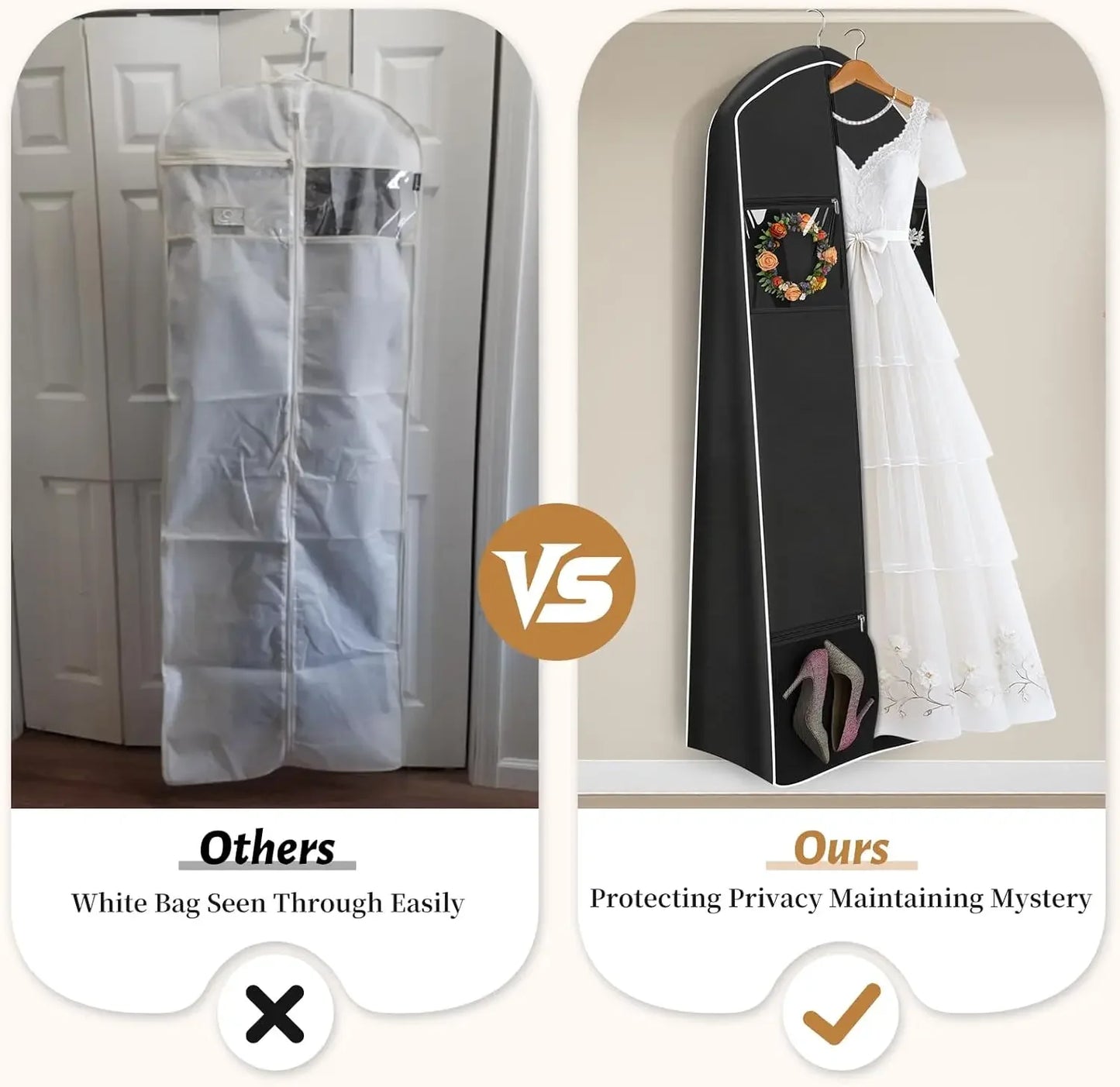 70" Wedding Dress Garment Bag with Tote & 4 Pockets Peaceful Pleasures Health and Wellness