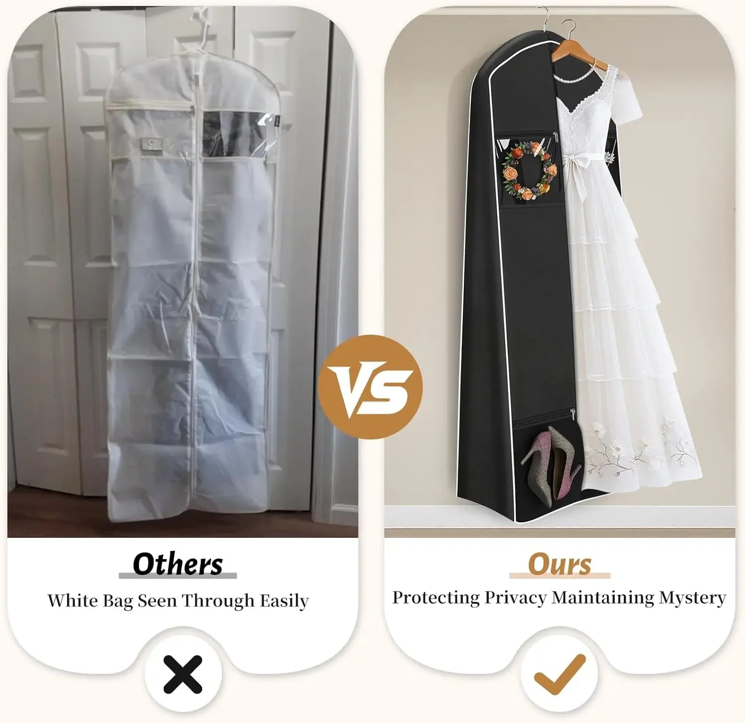 70" Wedding Dress Garment Bag with Tote & 4 Pockets Peaceful Pleasures Health and Wellness