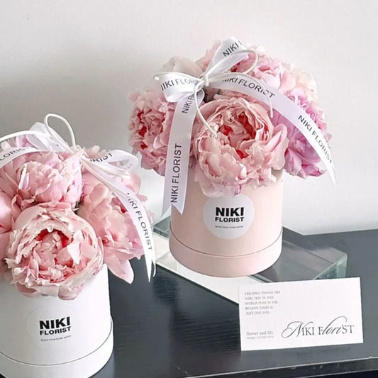 Round Flower Gift Box | Paperboard Packaging Bucket S & M Flower Gift Box Peaceful Pleasures Health and Wellness