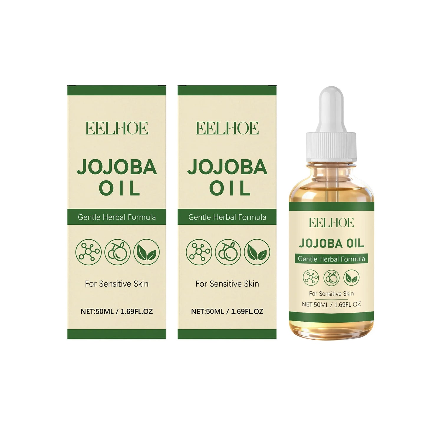 Herbal Essential Oil Nourishing Softening Skin Improve Elasticity Smoothing Hair Reducing Frizz Moisturizing Massage Jojoba Oils Peaceful Pleasures Health and Wellness 2 x 50ML Boxed