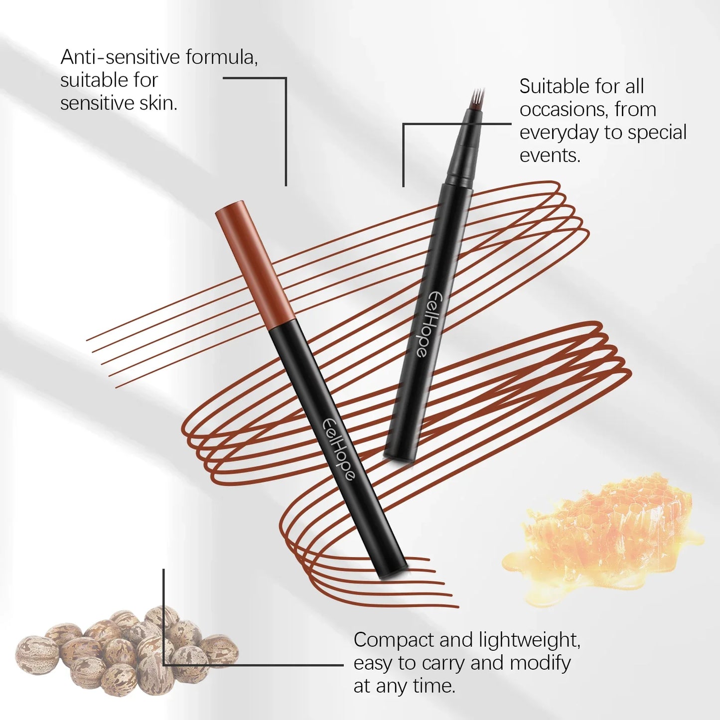 Eelhope 4-Pronged Waterproof Eyebrow Pencil – Black & Brown
