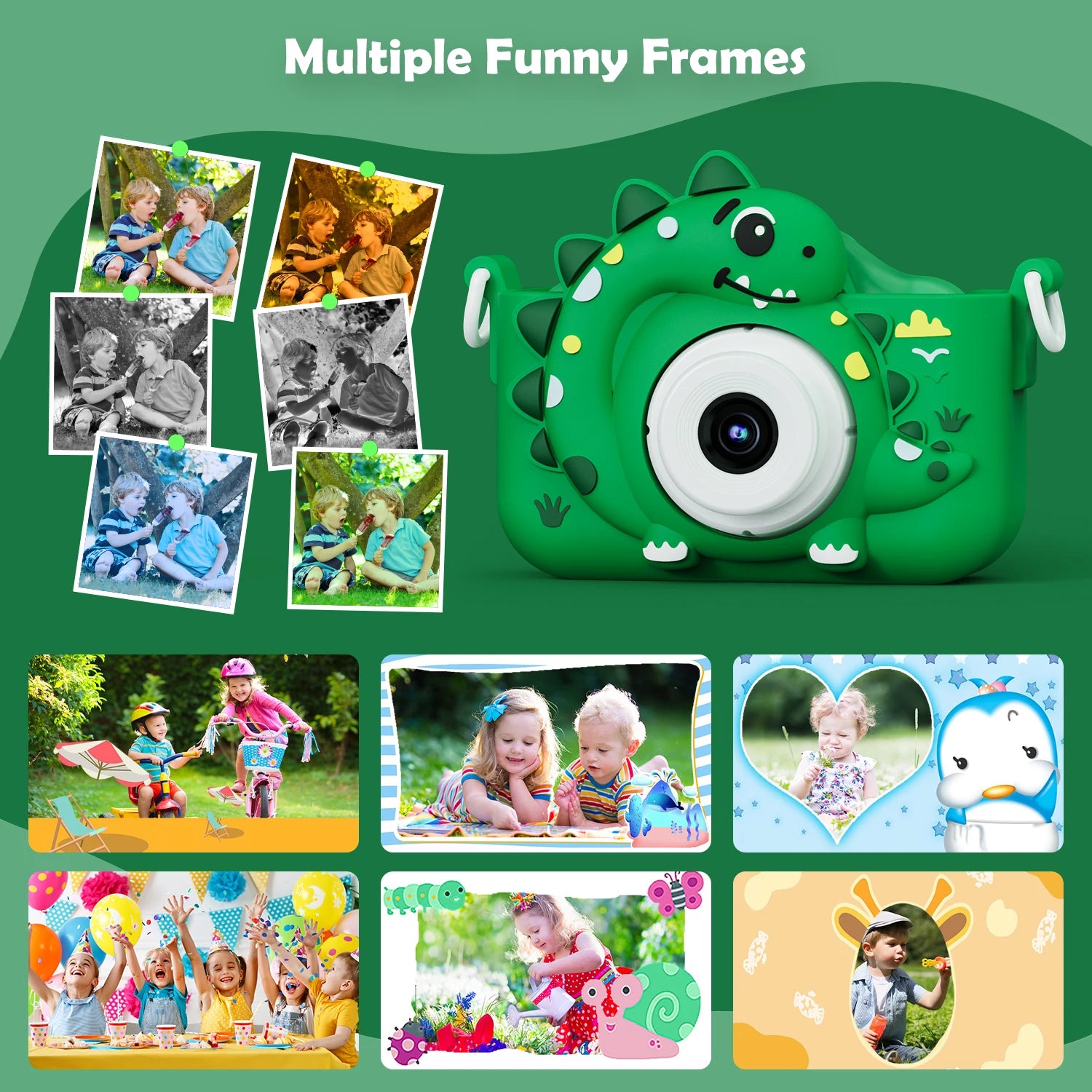 Kids Digital Camera with 32GB Card Dinosaur Mini Camera Toys 1080P HD Vlogging Photography Camera for Christmas Birthday Gifts Peaceful Pleasures Health and Wellness