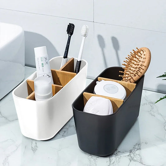 Bamboo Toothbrush Holder & Bathroom Organizer Stand Bathroom Organizer Stand Oasis Select