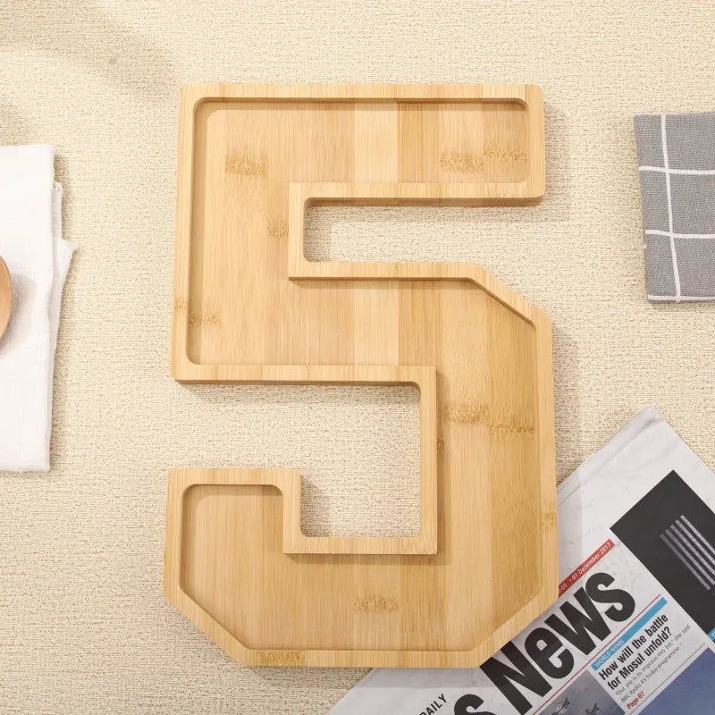 Wooden Digital Tray Home Party Birthday Decoration Dessert Plate