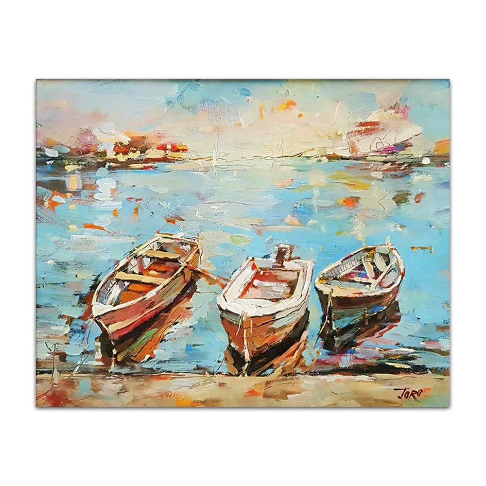 Retro Sailing Boat Canvas Wall Art | Abstract Sea Landscape Print
