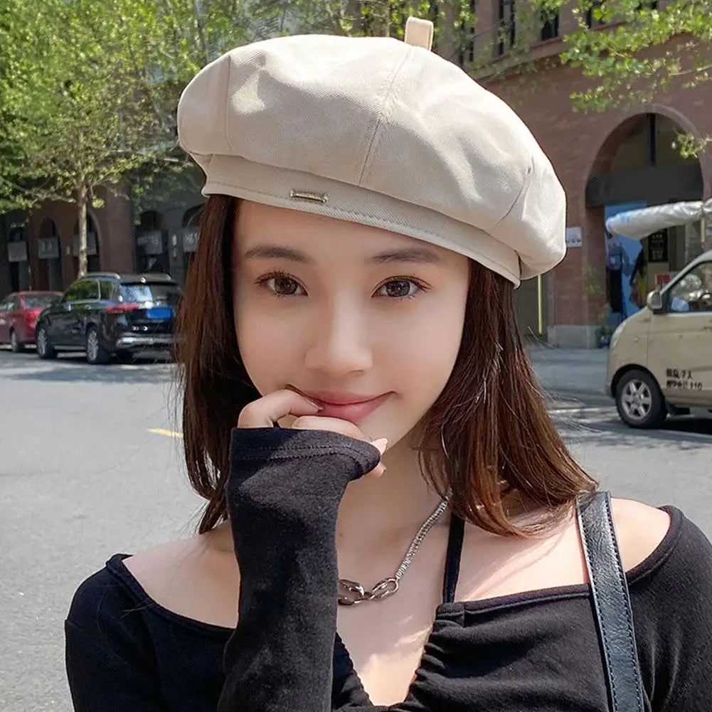 Women's Vintage French Plaid Beret Hat – Painter Style Cap
