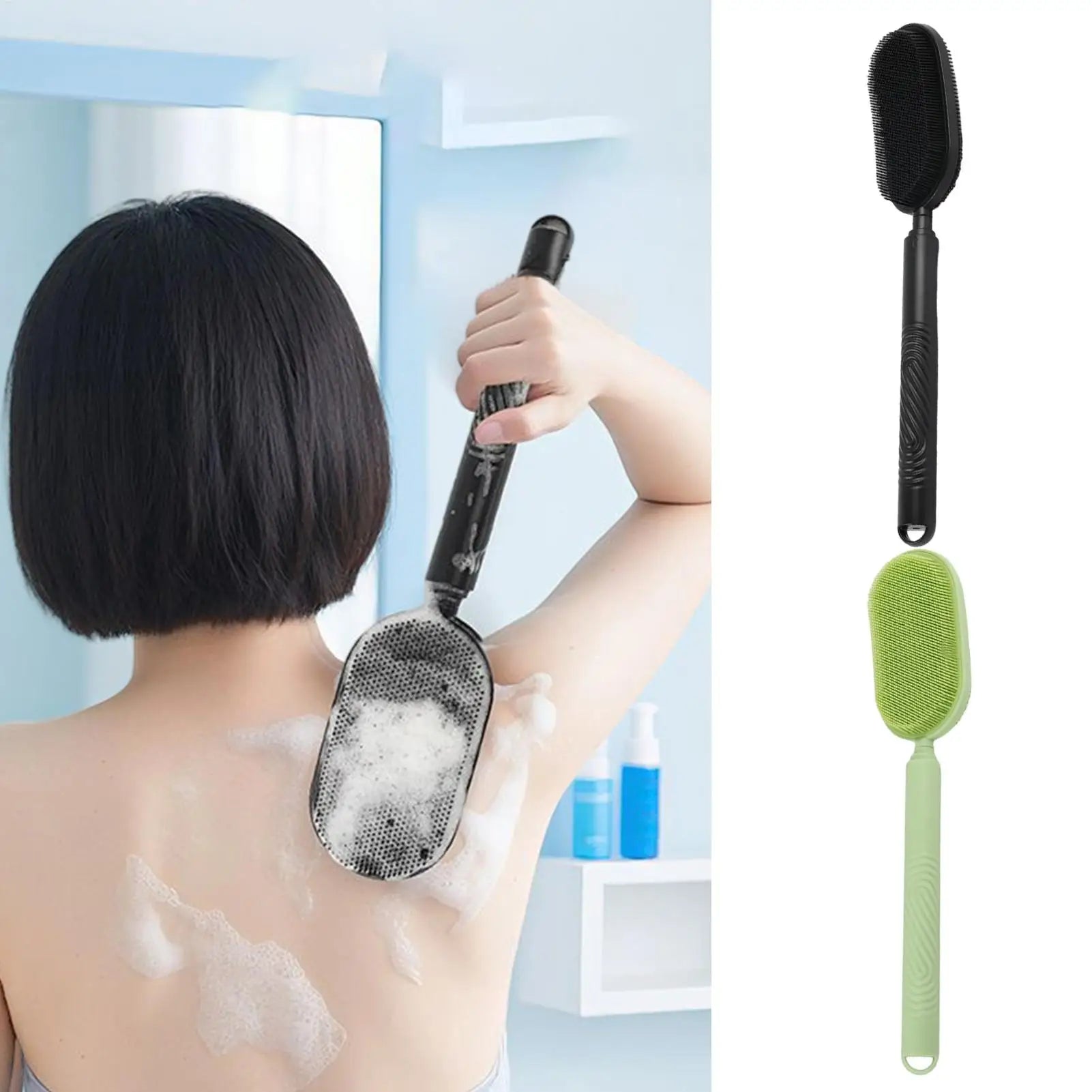 Telescopic Long Handle Back Scrubber, Soft Silicone Bath Brush For Shower Body Washing, Skin Care For Women Elderly, Home Travel Peaceful Pleasures Health and Wellness