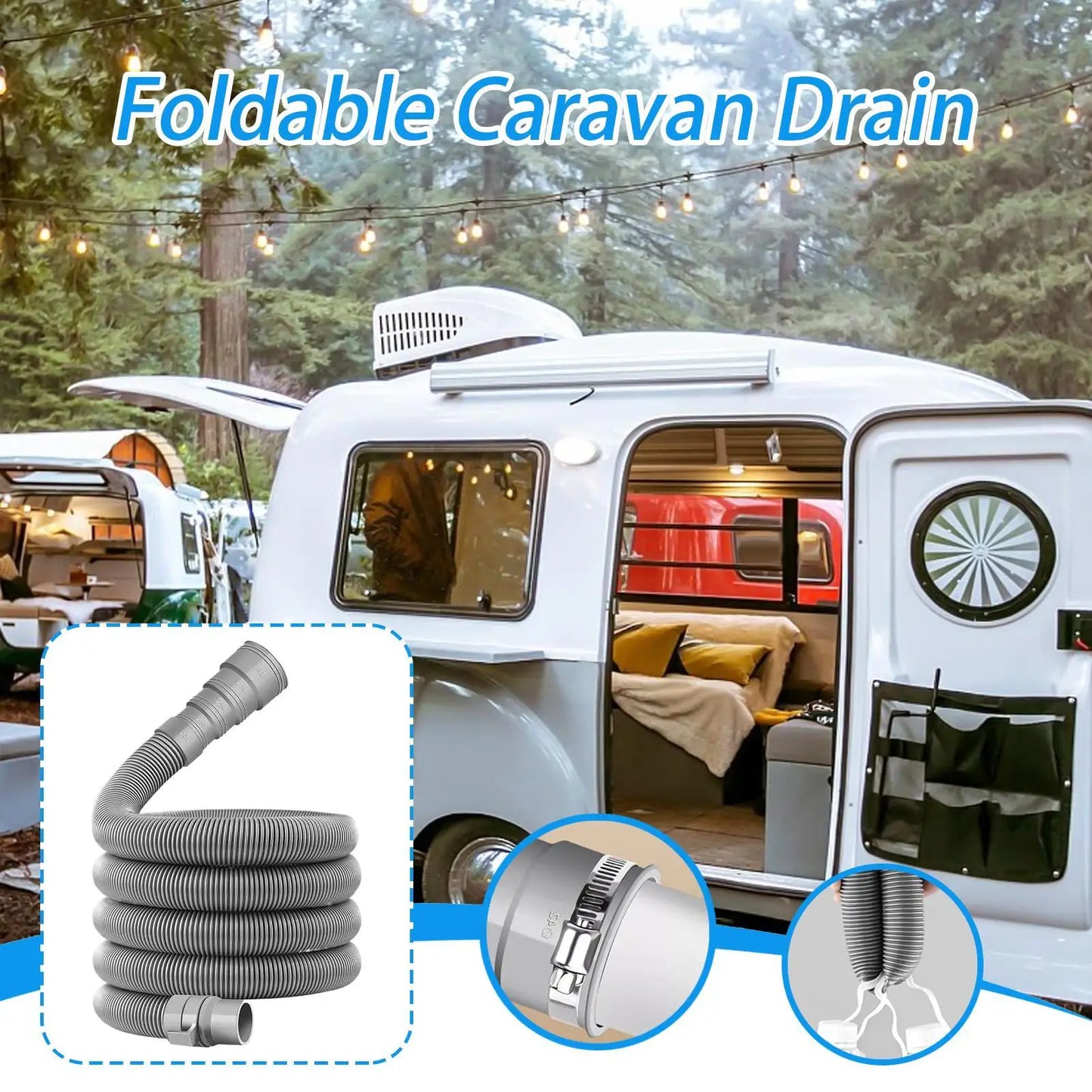 Foldable Caravan Sewer Pipe Kit 2/4/6/10m RV Trailer Sewer Hose With Adjustable Adapter & Clamp Leakproof RV Hose Rv Accessories Peaceful Pleasures Health and Wellness
