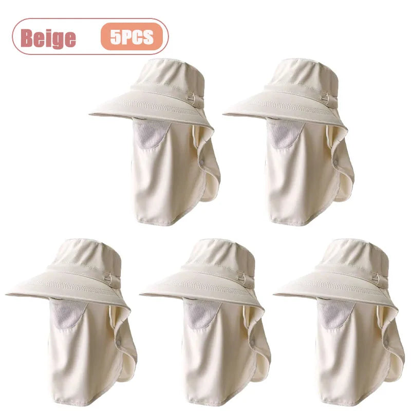 Women's Wide Brim Sun Hat – UV Face Cover & Neck Flap