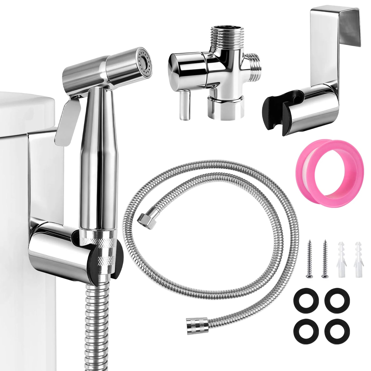 Stainless Steel Faucet Spray Gun Handheld Toilet Bidet Faucet Stainless Steel Hand Bidet Sprayers Brushed Water Sprayer Peaceful Pleasures Health and Wellness USA Single Control 2