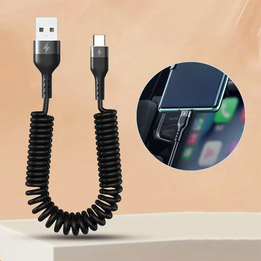 Retractable 5A Fast Charging Cable USB-C Micro USB Lightning Retractable Charging Cable Oasis Select