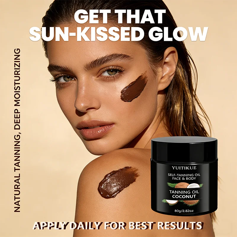 YUITIKUE Coconut Self-Tanning Oil – Natural Glow 80g Self-Tanning Cream Peaceful Pleasures Health and Wellness