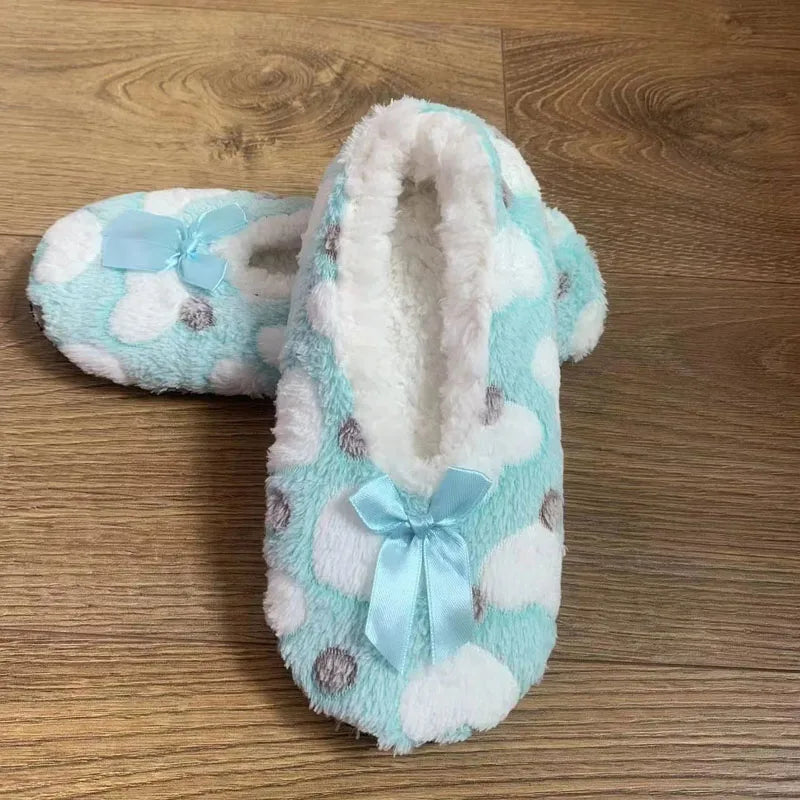 Women's Heart-Shaped Fur Indoor Slippers | Soft EVA Winter House Shoes