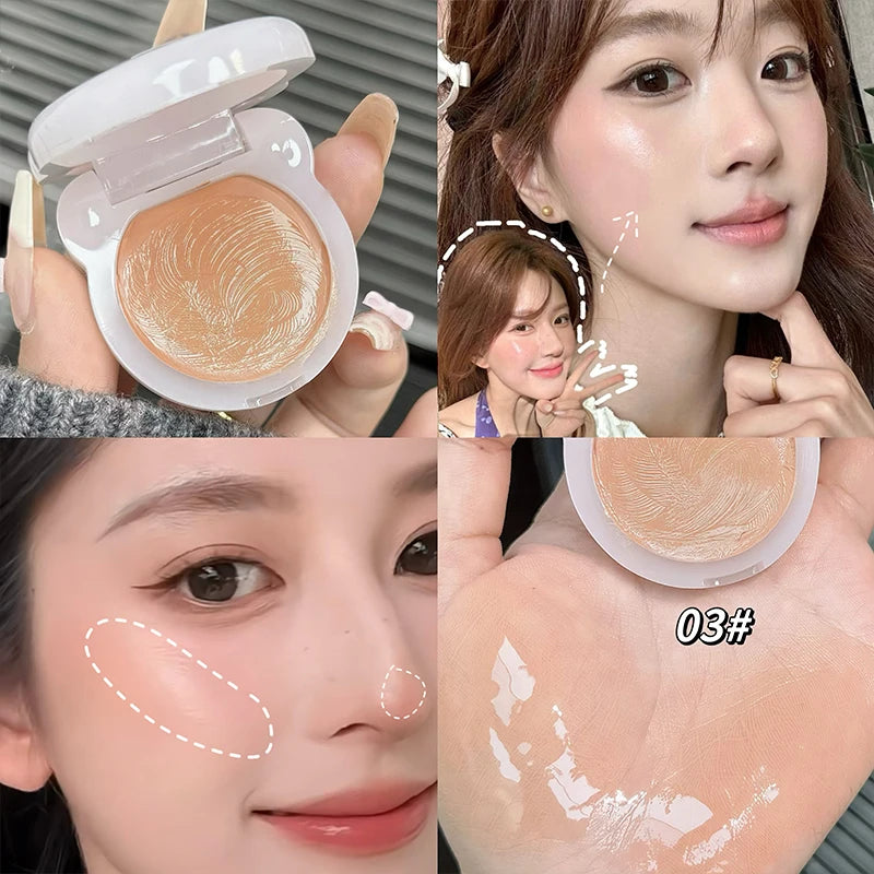 QIBEST Monochrome Blush Hydrating Cream Vitality Girl Nude Makeup Natural Smudge Blush Palette Cheek Tint Highlighter For Face Peaceful Pleasures Health and Wellness 03