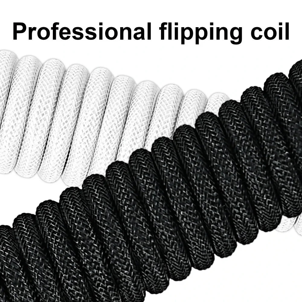 USB-C Coiled Keyboard Cable | Aviator Connector, Braided, 3M
