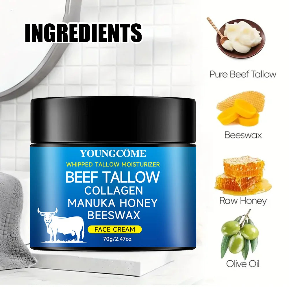 Tallow face cream raw Honayolive oil Anti Aging Face Cream Wrinkle Remover Collagenr Smooth Wrinkle Moisturizing Firming Peaceful Pleasures Health and Wellness