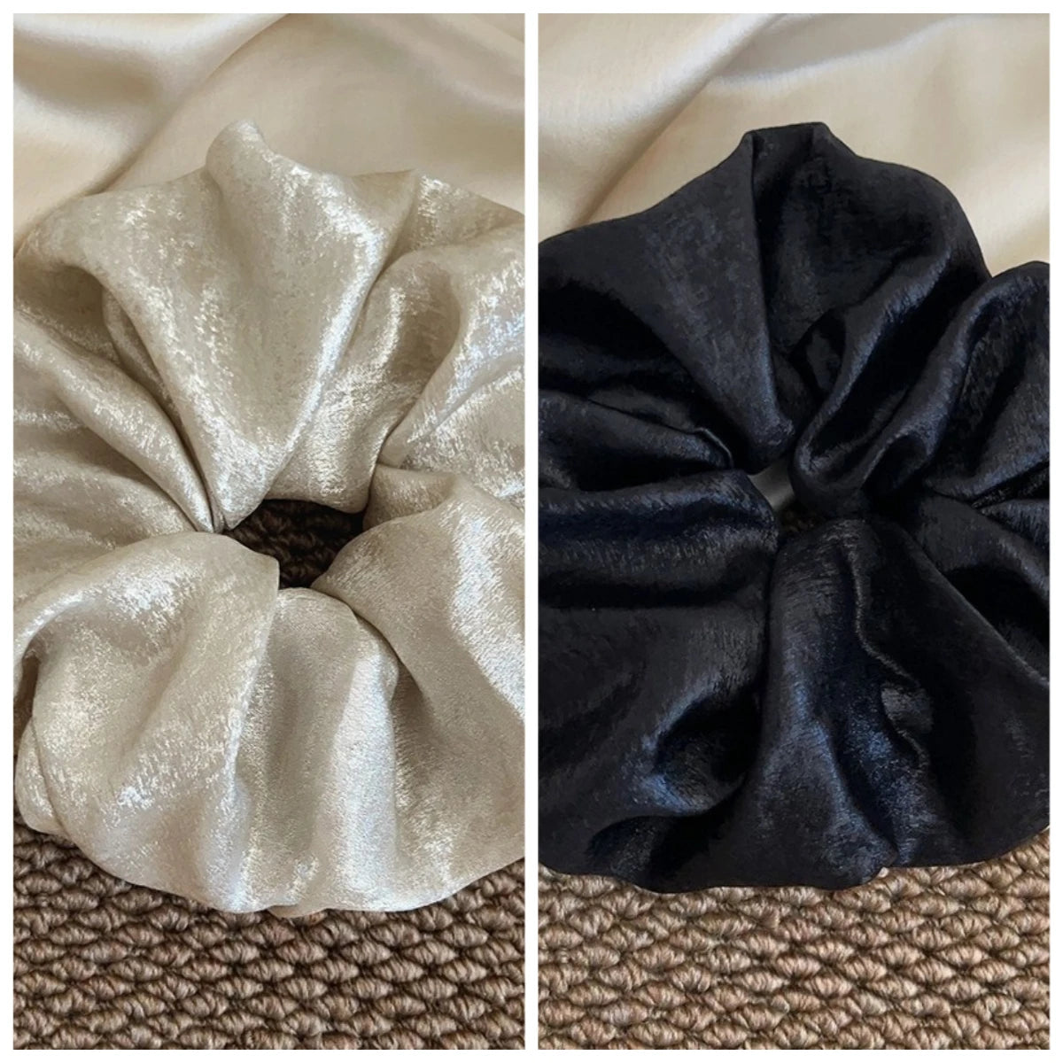 Korean Retro Large Scrunchies – Hair-Friendly Bands for Women