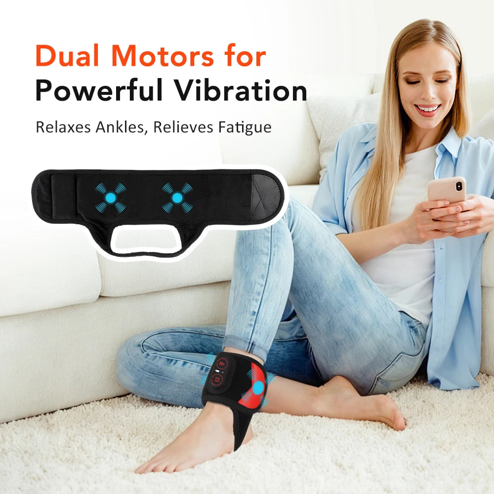 Cordless Red Light Ankle Wrap with Heat & Vibration Foot Massager Sports Joint Care Strap 36PCS LEDs 660 850nm Ankle Gurad Belt Peaceful Pleasures Health and Wellness