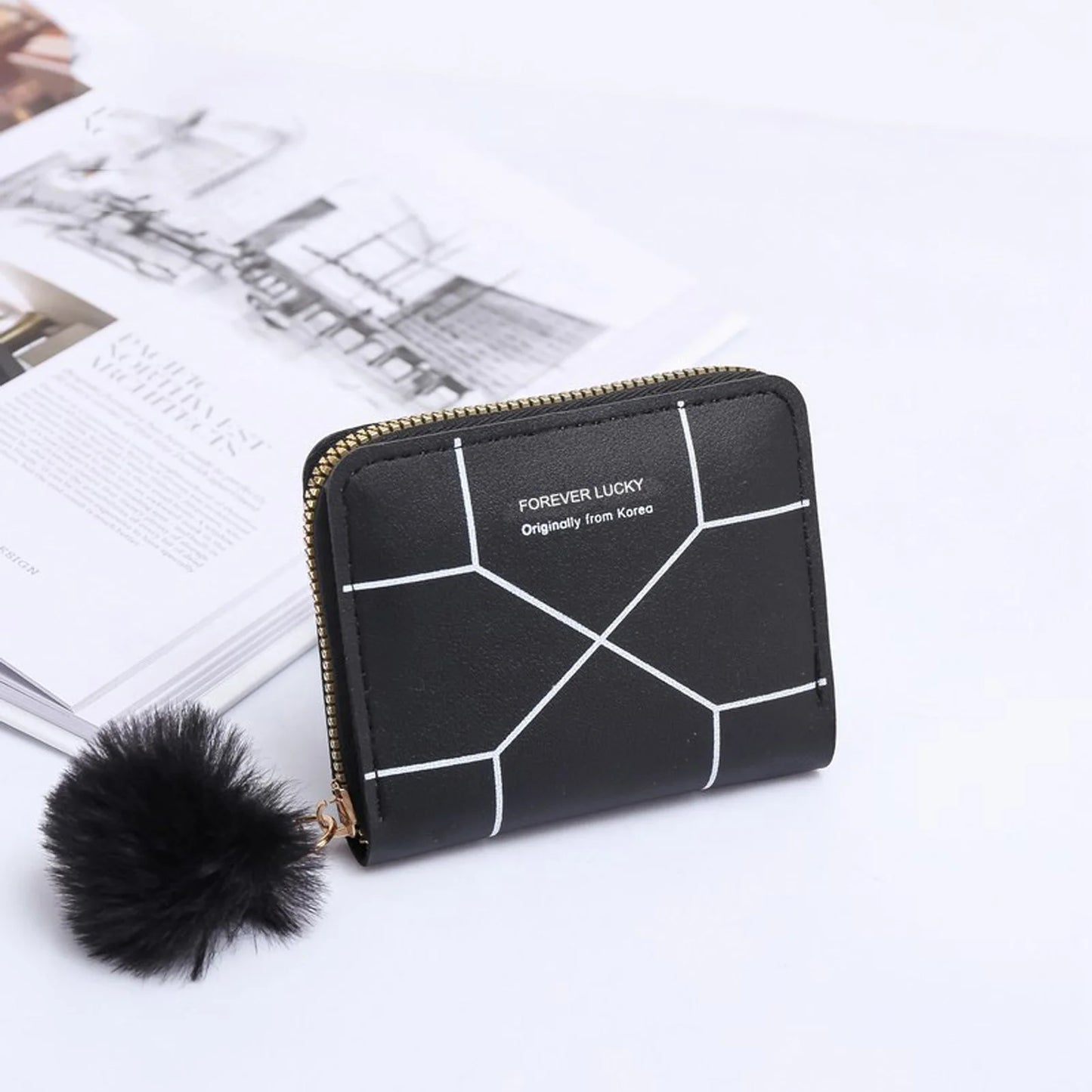 Women Minimalist Short Wallet with Smooth Feel Premium PVC Material Suitable for Daily Casual Activities Peaceful Pleasures Health and Wellness black