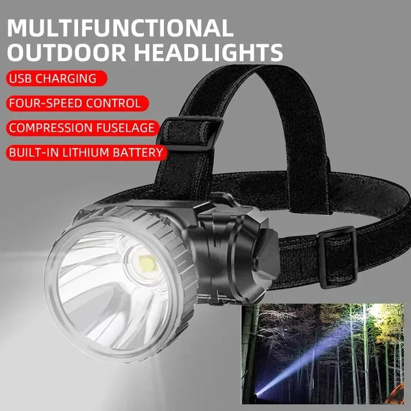 5-Head LED Headlamp | USB Rechargeable Waterproof Fishing Light