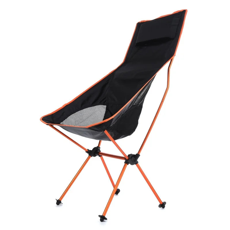 Outdoor folding chair - Compact and ultra-light portable leisure recliner for camping, beach, fishing. Aluminum alloy moon chair Peaceful Pleasures Health and Wellness orange