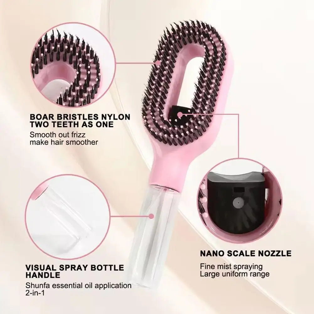 2-in-1 Spray Bottle Detangling Hairbrush | Anti-Static Comb
