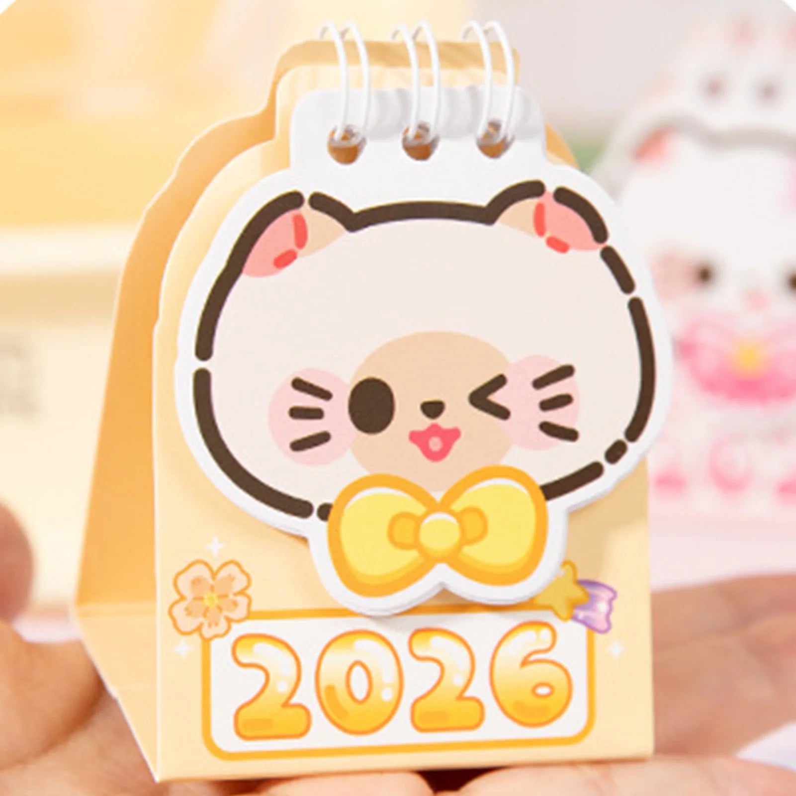 Year 2026 Small Kitty Calendar Desktop Memo Organizer Clear Printing Compact Kitty Planner Daily Planner Desktop Calendar Peaceful Pleasures Health and Wellness