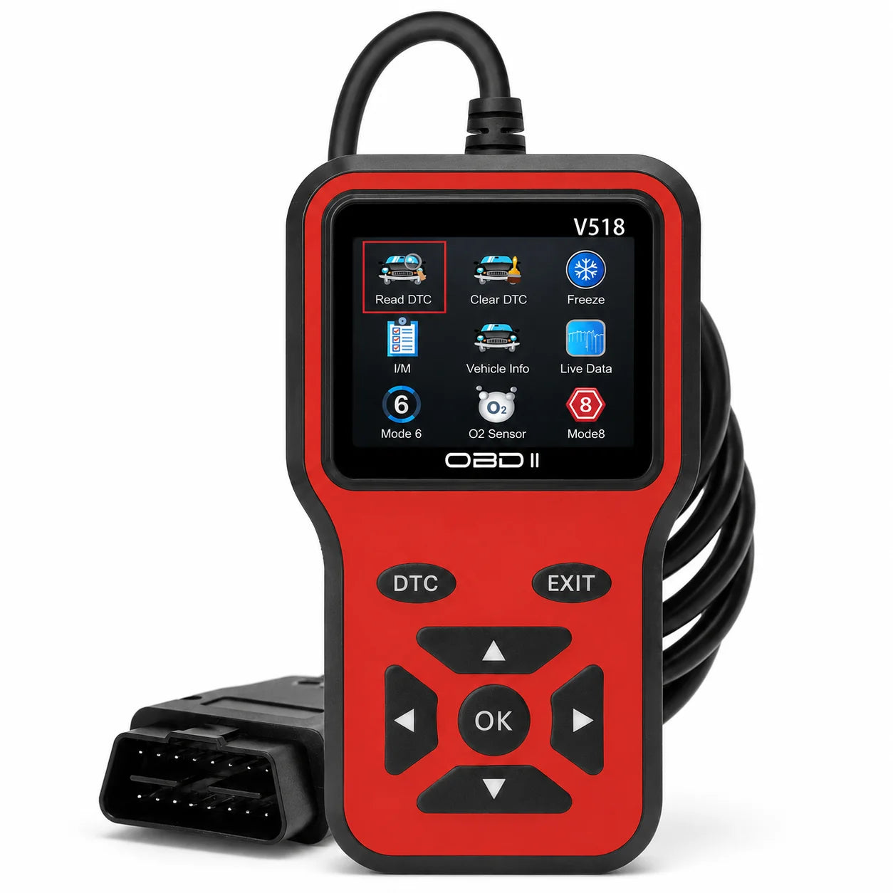 V518 Obdii Code Reader Scanner Automotive Diagnostic Tool Read Clear Engine Fault Codes for 1996+ Vehicles Peaceful Pleasures Health and Wellness Red