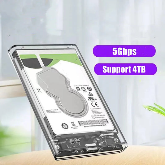 Transparent External Hard Drive Case 2.5 Inch HDD SSD Case Micro-B To USB3.1 4TB Drive Housing Compatible UASP SATA III Laptop Peaceful Pleasures Health and Wellness