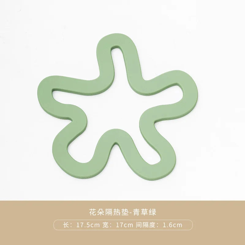 Durable Food Grade Silicone Heat Resistant Mat Trivet Pot Holder Cup Mat for Pots Pans Bowls Cups Home Cooks Family Households Peaceful Pleasures Health and Wellness 1 Pc Green M