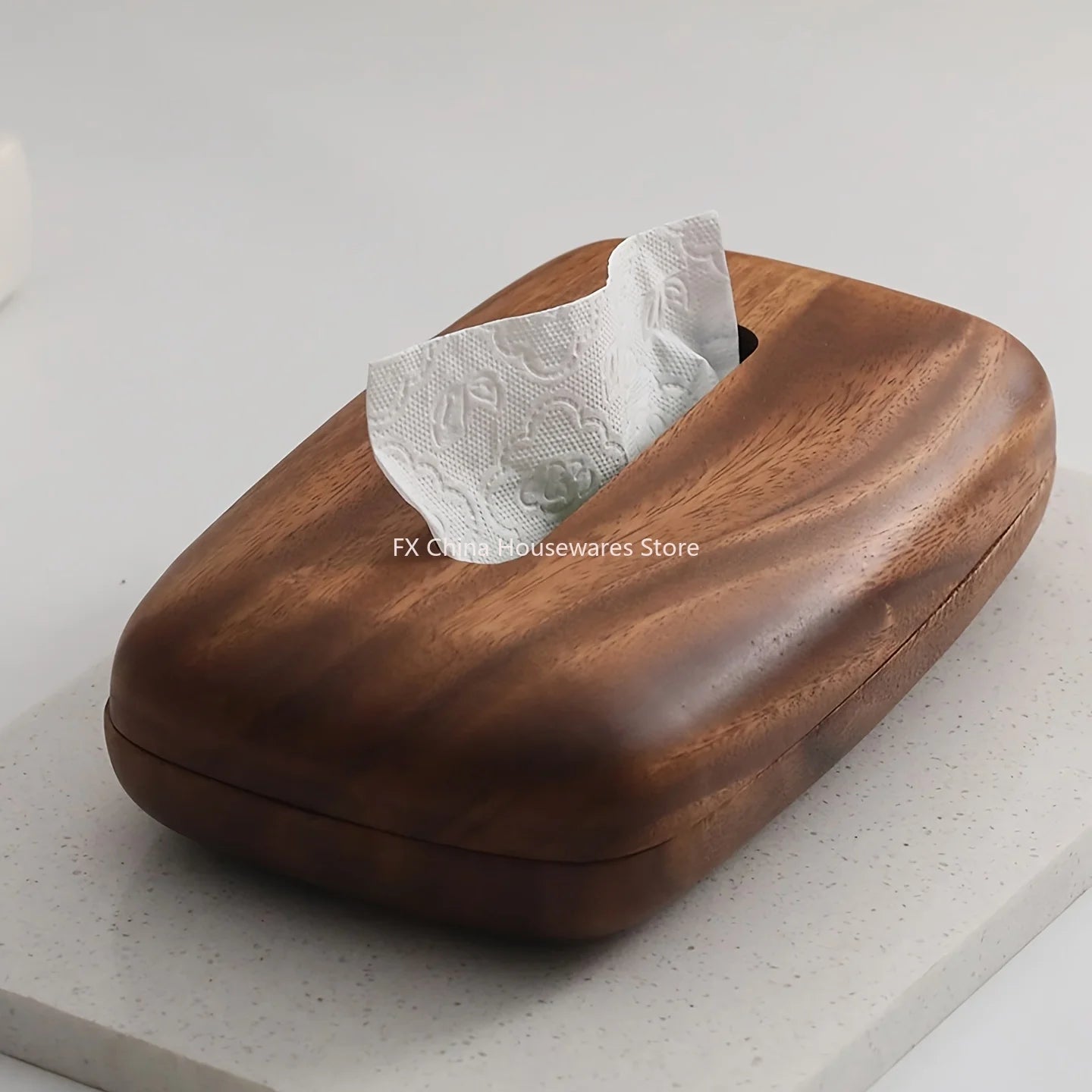 Walnut Wood Tissue Box Cover Holder, Modern Rectangular Design with Removable Lid, Minimalist Home Decor for Tabletop, Bathroom Peaceful Pleasures Health and Wellness