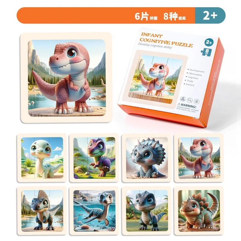 Bview Art Wooden Jigsaw Puzzles Kids Cartoon Animal Board Educational