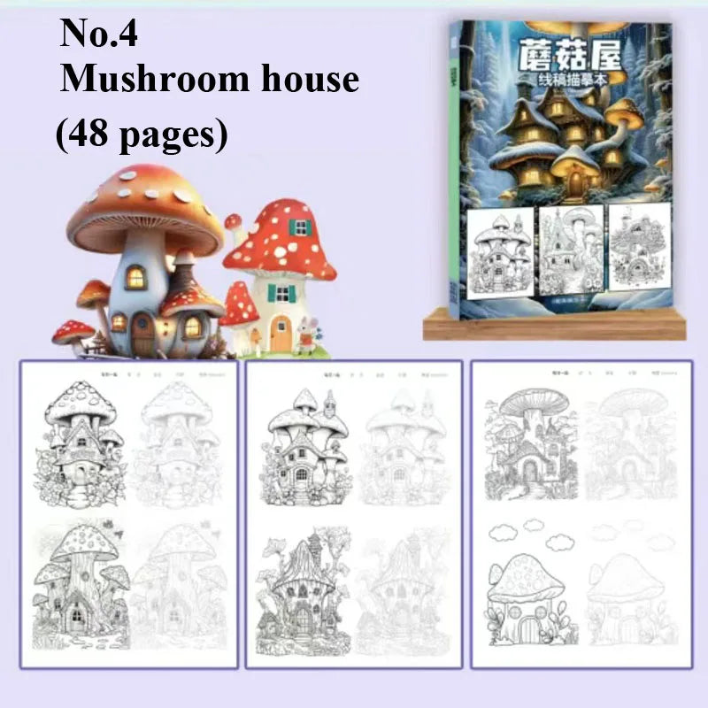 Landscape Line Art Tracing Coloring Book Scenery Sketch Drawing Pad