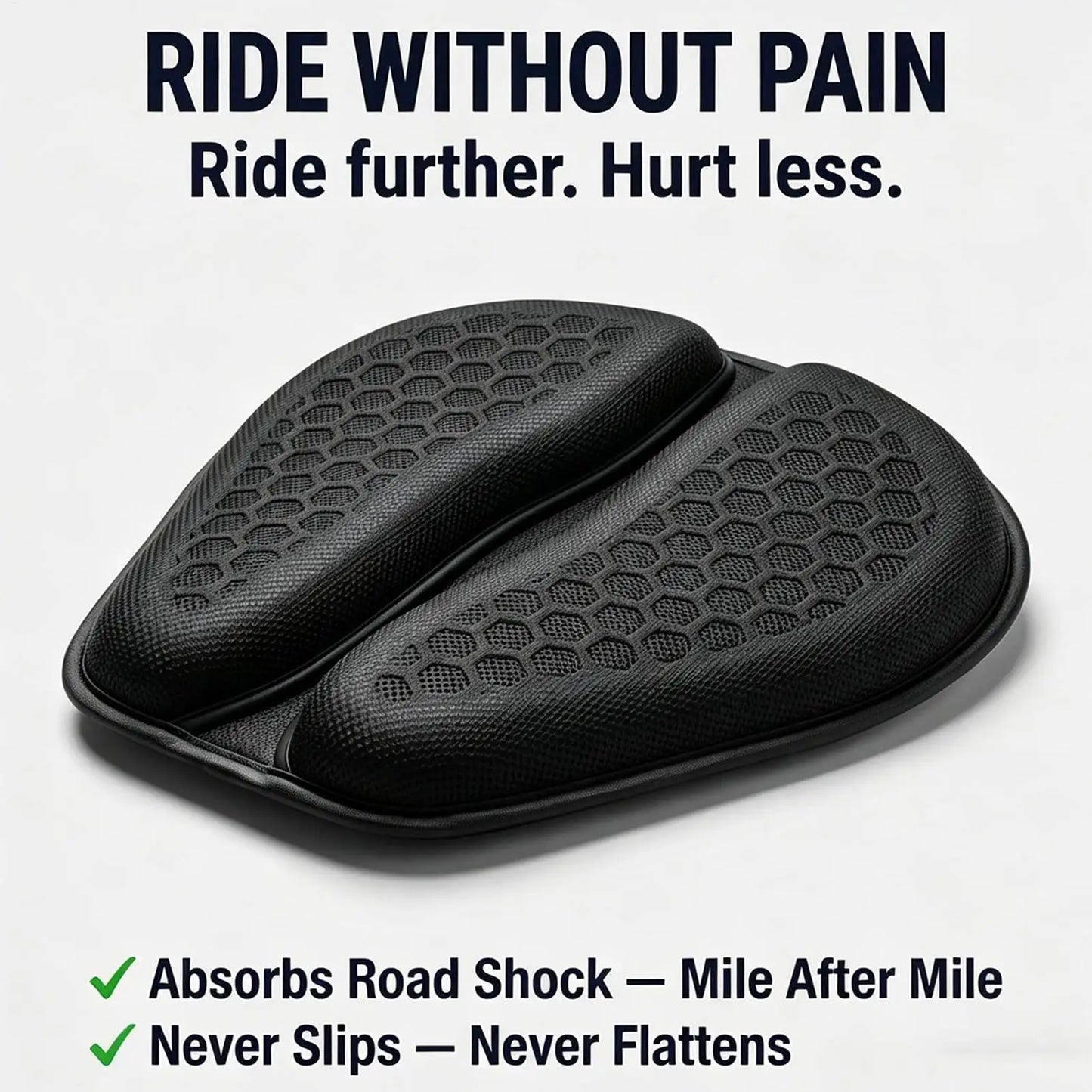 Motorcycle Seat Pad Shock Absorption Non-Slip Honeycomb Cushion For Cruiser Touring Long Rides Commuting Highway Peaceful Pleasures Health and Wellness