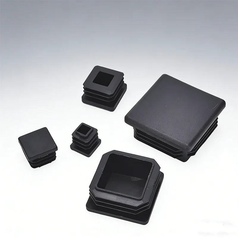 10Pcs Black Square Plastic End Caps – Tube & Pipe Box Section