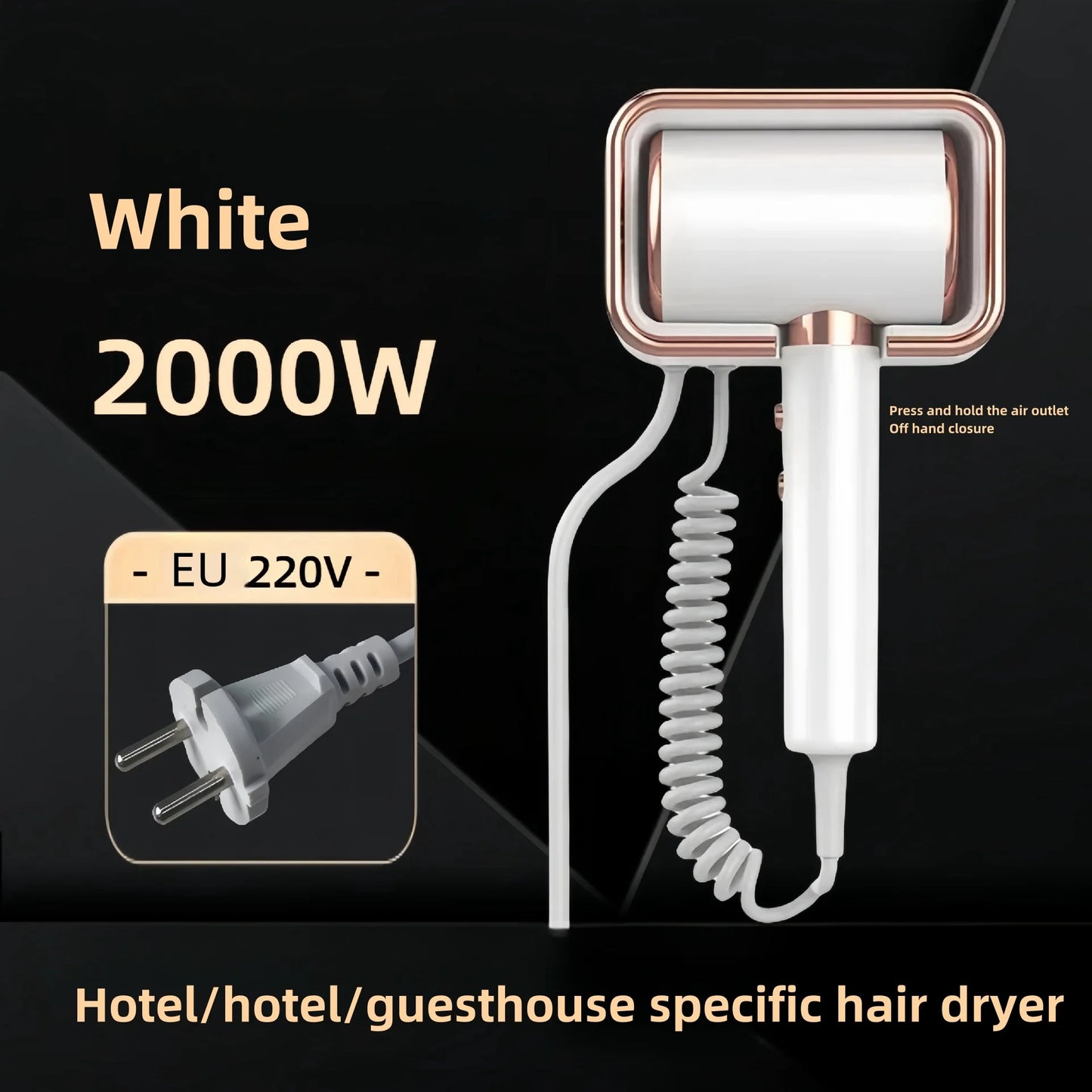 Source Factory Hotel Dedicated Hair Dryer Hotel Wall Mounted Toilet No Punching High Power Silent Hair Dryer 220V Peaceful Pleasures Health and Wellness White-220V AU