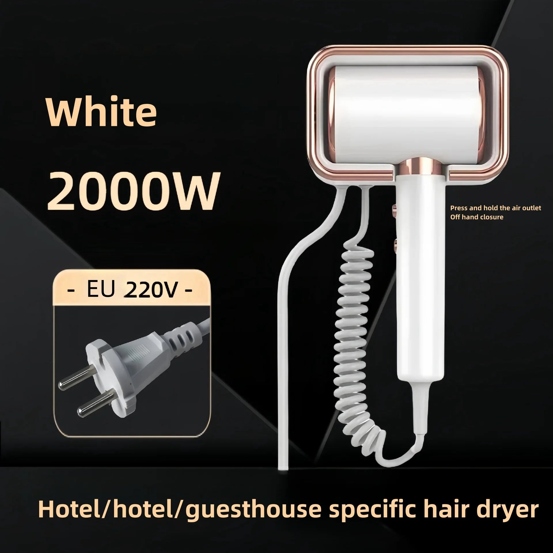 Source Factory Hotel Dedicated Hair Dryer Hotel Wall Mounted Toilet No Punching High Power Silent Hair Dryer 220V Peaceful Pleasures Health and Wellness White-220V AU