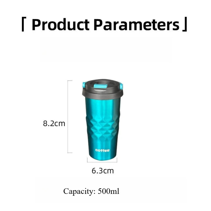 Diamond-Shaped Insulated Thermos Cup 500ml | Stainless Steel Insulated Thermos Cup Peaceful Pleasures Health and Wellness