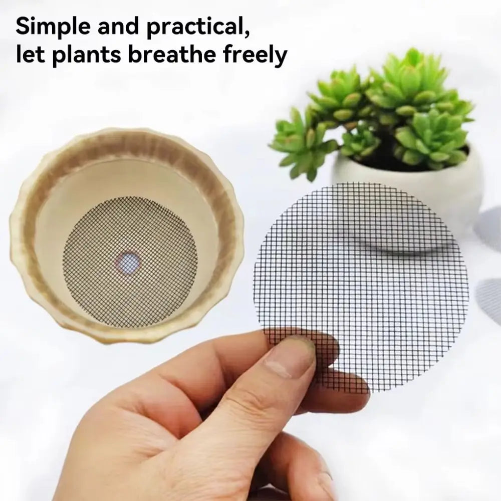 50PCS/Set Plastic Flower Pot Hole Mesh Pad Prevent Soil Loss Round Bonsai Drainage Screens Breathable Flower Pot Bottom Mat Peaceful Pleasures Health and Wellness