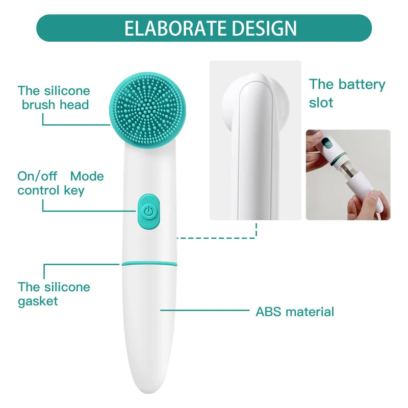 2-in-1 Silicone Facial Cleanser with 2-Speed Sonic Vibration Electric Face Wash Pore Cleansing Brush for Lip Target Area Peaceful Pleasures Health and Wellness