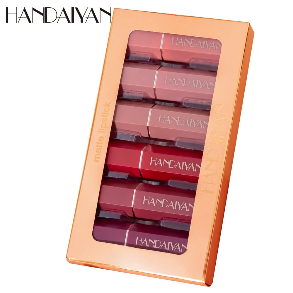 Handaiyan 6-Pc Matte Velvet Nude Lipstick Set – Waterproof