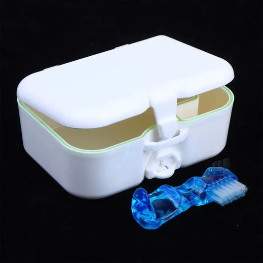 Portable Denture Case Kit with Mirror & Cleaning Brush Denture Storage Case Oasis Select