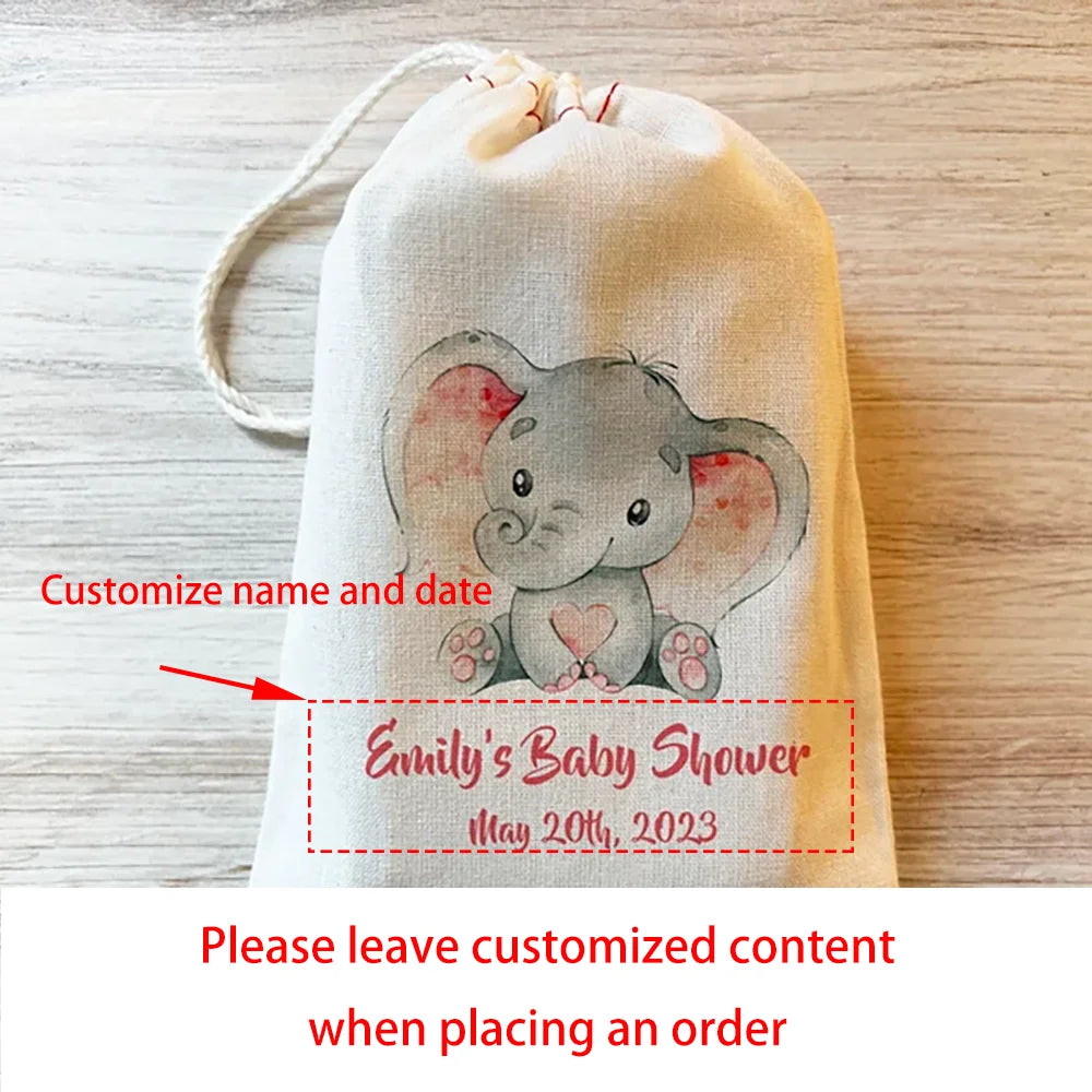 Custom Elephant Favor Bags | Baby Shower & Birthday Party