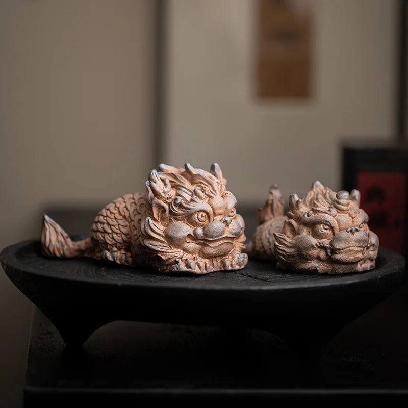 Chinese Ceramic Unicorn Tea Pet | Kung Fu Tea Set Ornament Ceramic Tea Pet Peaceful Pleasures Health and Wellness