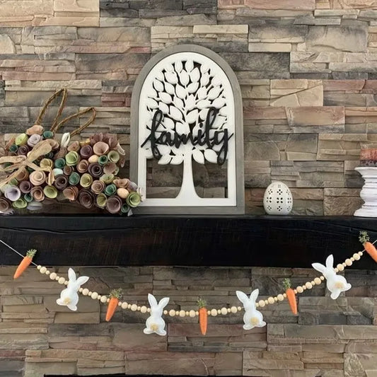 Easter Bunny & Carrot Garland – Spring Door Fireplace Banner Easter Garland Banner Peaceful Pleasures Health and Wellness