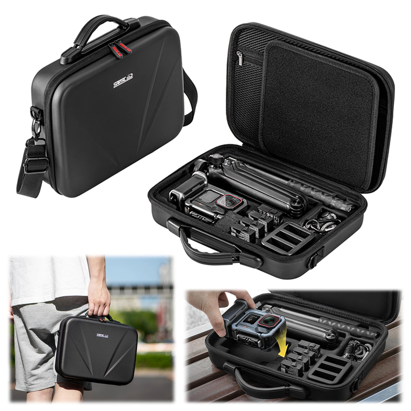 For Insta360 Ace Pro 2 Grip Kit Organizer Bag Anti-Scratch Hard Shell Storage Bag Portable Camera Organiser for Outdoor Travel Peaceful Pleasures Health and Wellness