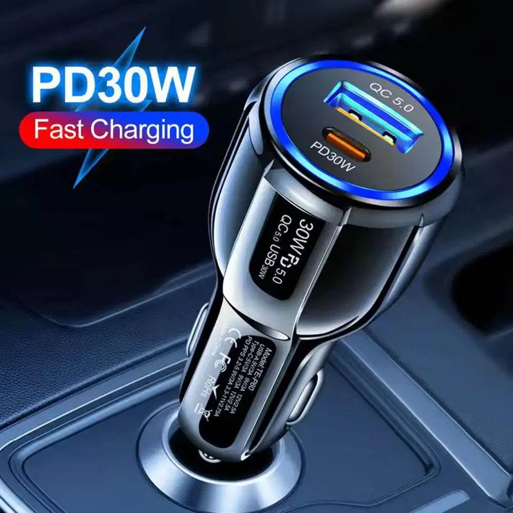 60W Dual-Port QC5.0 + PD Car Charger | Fast Charging USB Car Charger Peaceful Pleasures Health and Wellness