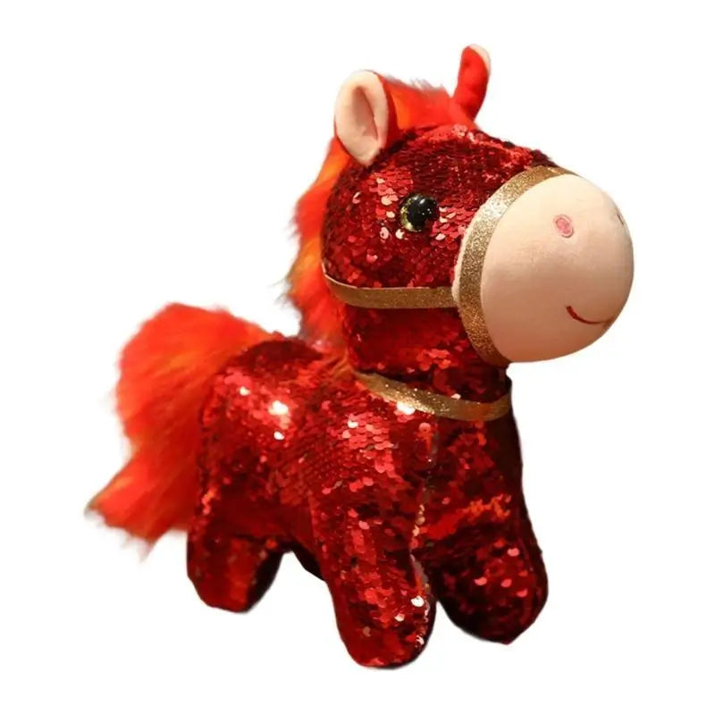 Sequined Plush Bear & Horse Stuffed Animal Desk Toy for Kids