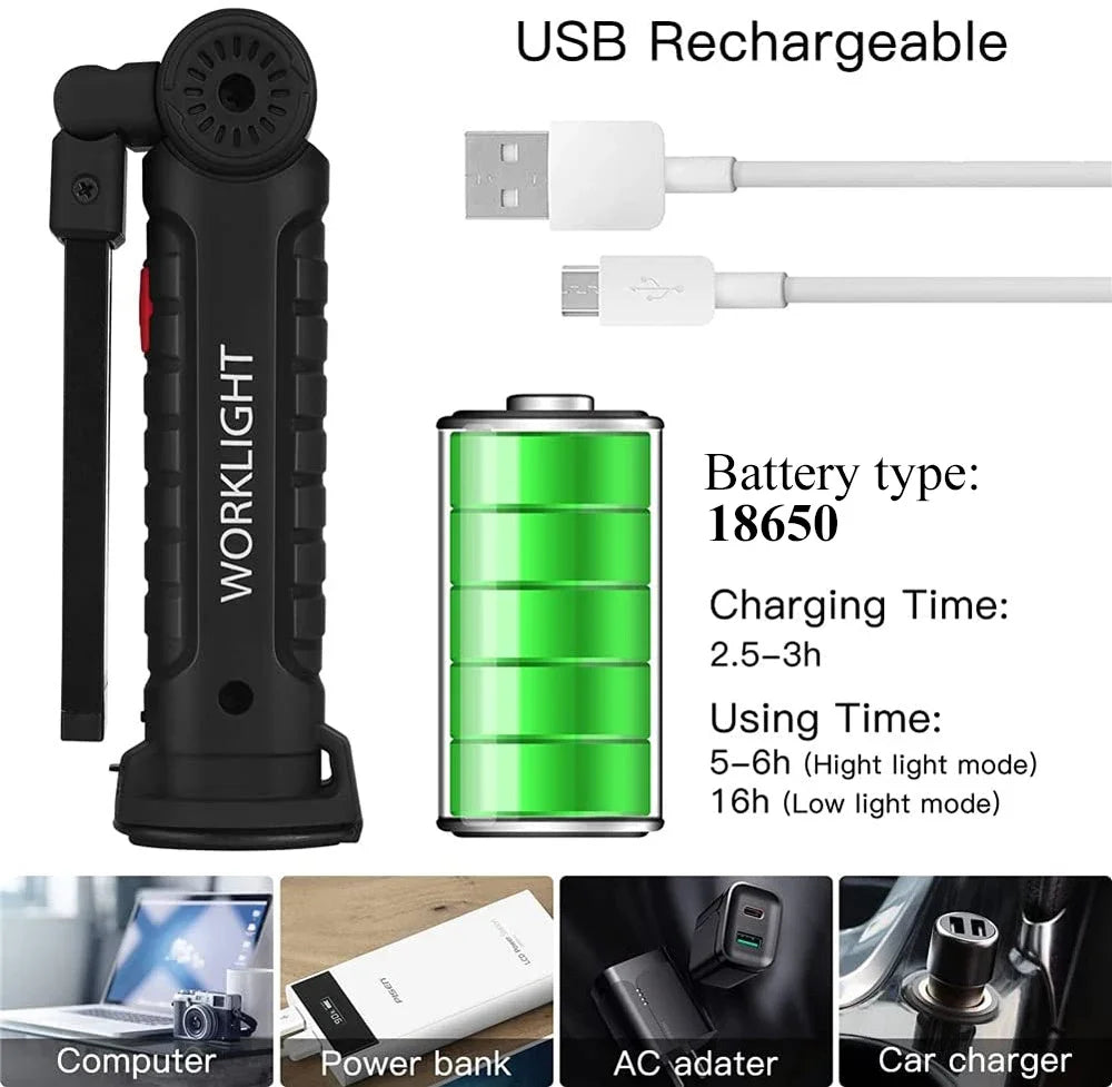 ESMARTER COB LED Rechargeable Work Light | Magnetic 5-Mode